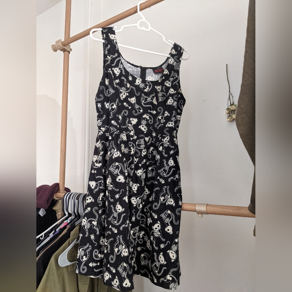 Medium Skeleton Cat dress Halloween